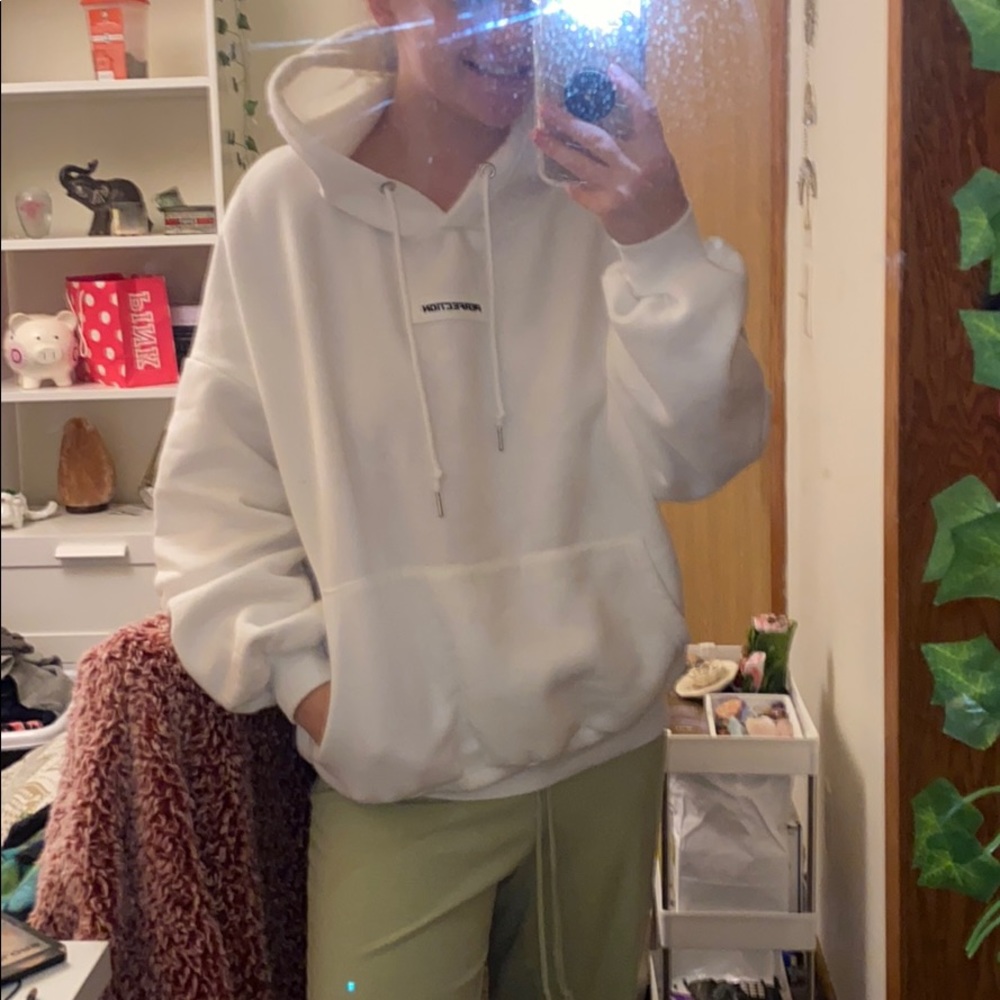 White oversized hoodie “perfection”